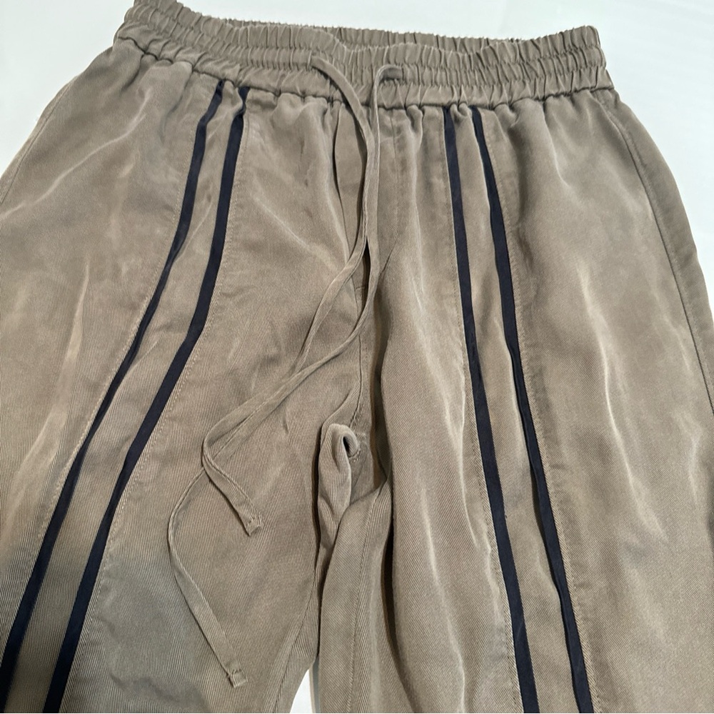 THE CAUSE COLLECTION size 2 black Jogger Pants Green Black  Stripe Tencel Vs8e